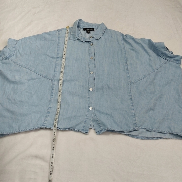 Fifteen Twenty Boxy Crop Over Sized Fit Chambray Button Down Shirt Size XS - Picture 4 of 6